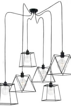 Hete Deal Lutec BROOKLYN Hanglamp Zwart, 6-lichts
