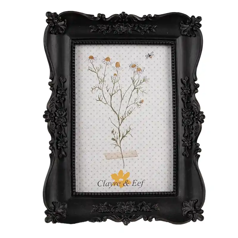 Lage Prijs Clayre & Eef Fotolijst 10x15 cm Zwart Polyresin