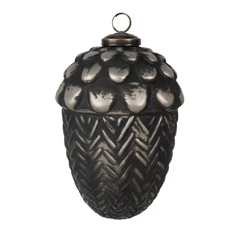 Clayre & Eef Kerstbal Ø 10x15 cm Zwart Glas Express Levering