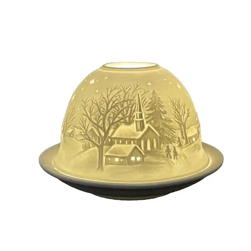 Korting Clayre & Eef Waxinelichthouder Ø 12x8 cm Wit Porselein Sterren