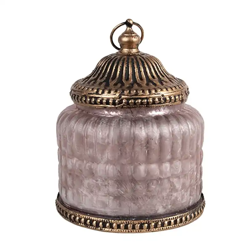 Fabrieksprijs Clayre & Eef LED Lantaarn Ø 10x13 cm Roze Glas