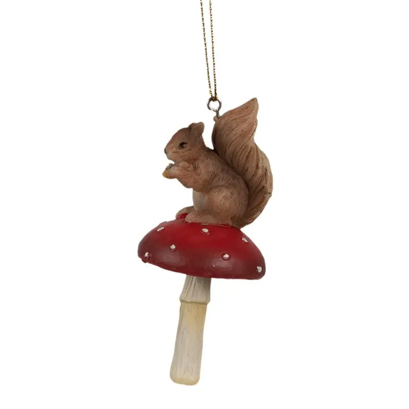 Clayre & Eef Kersthanger Eekhoorn 4x4x9 cm Bruin Polyresin Nu Kopen