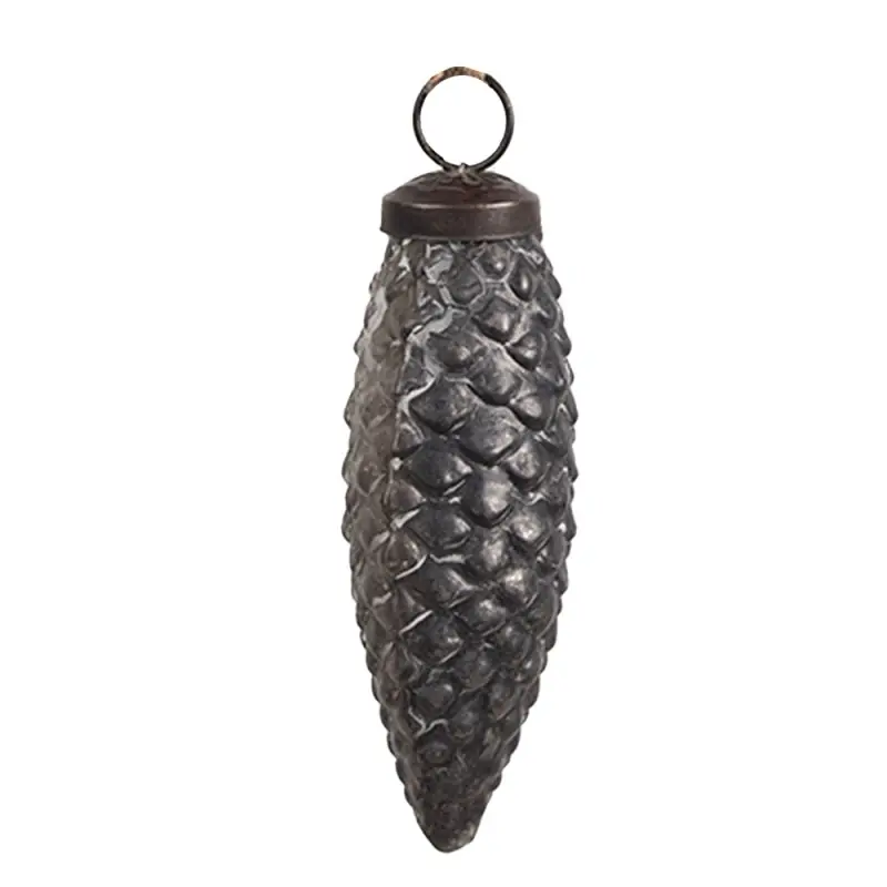 Tijdelijk Beschikbaar Clayre & Eef Kerstbal Ø 5x11 cm Zilverkleurig Bruin Glas