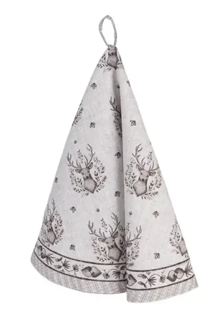 Weekendaanbieding Clayre & Eef Theedoek Ø 80 cm Beige Katoen Hert