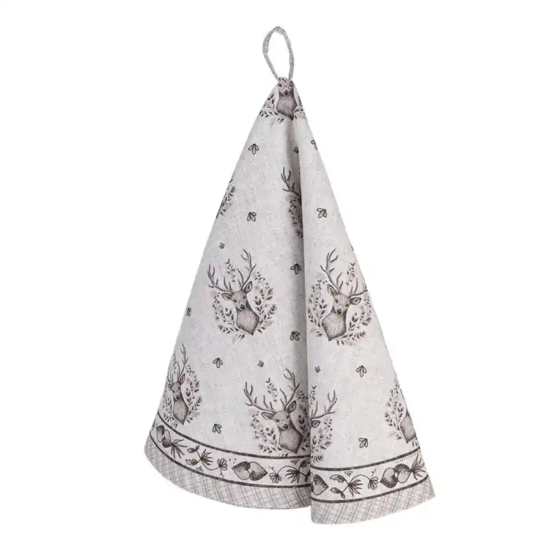 Weekendaanbieding Clayre & Eef Theedoek Ø 80 cm Beige Katoen Hert