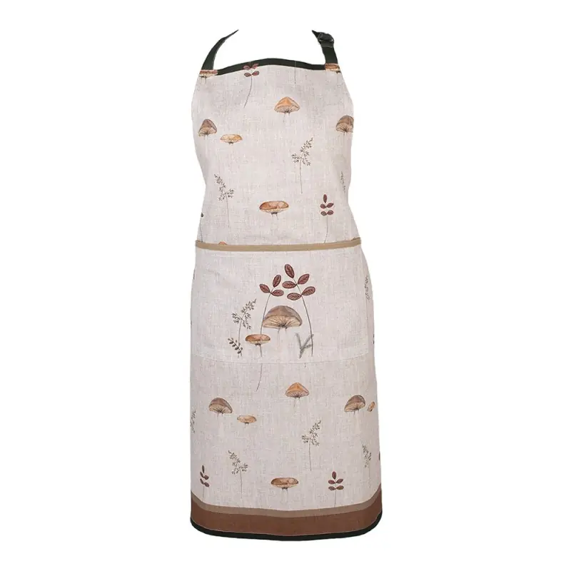 Clayre & Eef Keukenschort 70x85 cm Beige Katoen Paddenstoelen Nu Kopen
