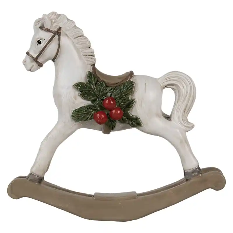 Clayre & Eef Decoratie Beeld Hobbelpaard 16 cm Wit Polyresin Lage Prijs