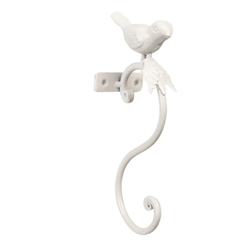 Superprijs Clayre & Eef Wandhaak Vogel 4x7x19 cm Wit IJzer