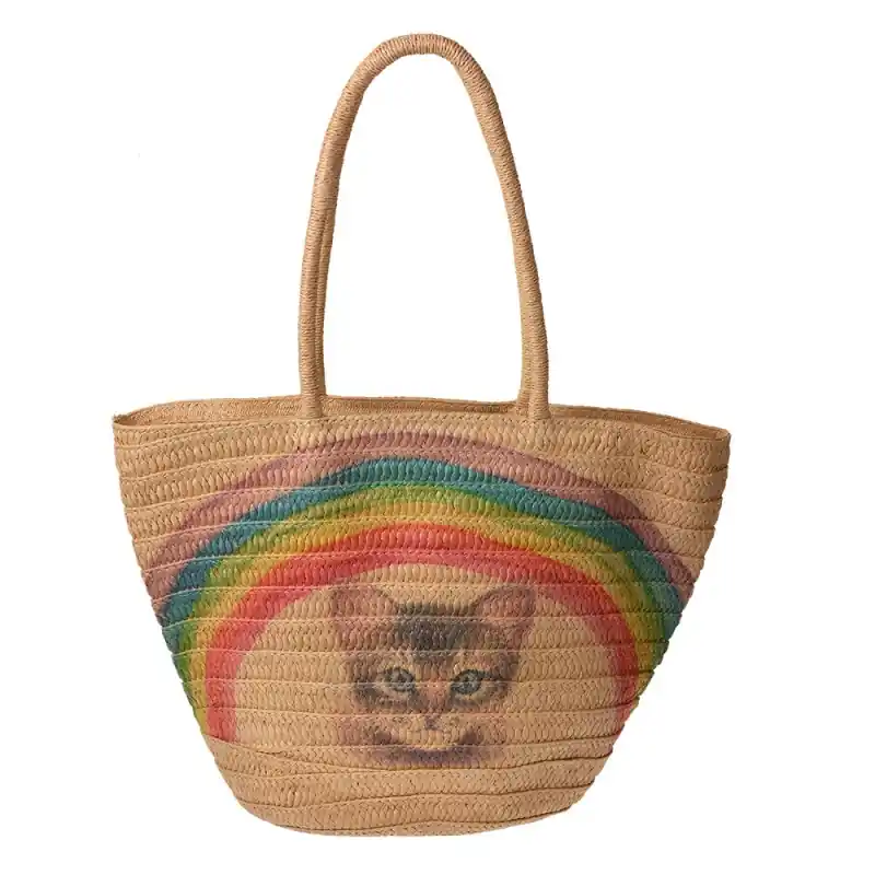 Goedkoop Clayre & Eef Strandtas 44x27x30 cm Bruin Synthetisch Kat