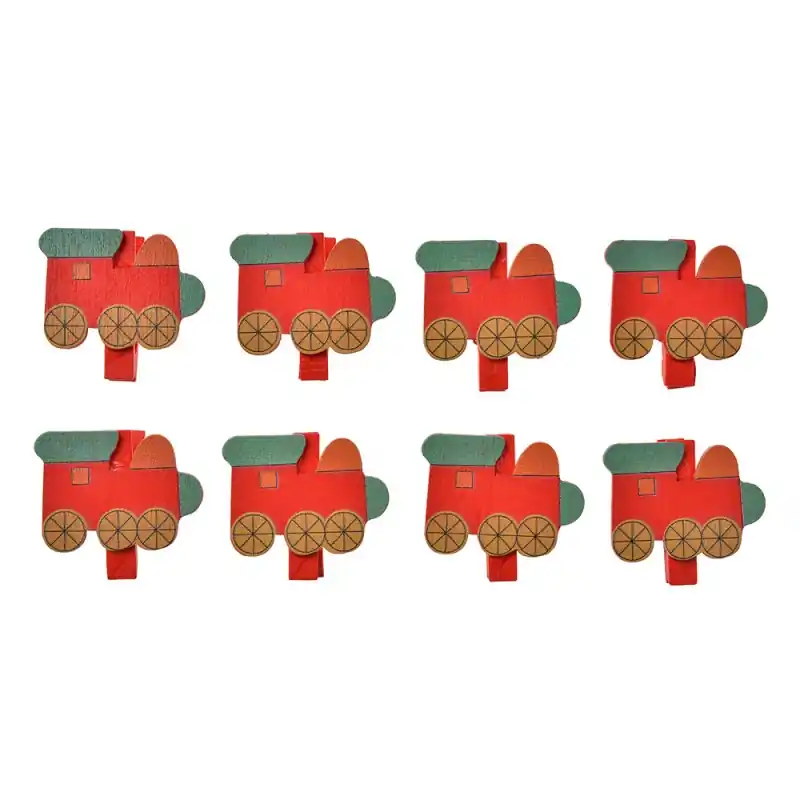 Alleen Vandaag Clayre & Eef Decoratieve Knijpers 4x1x3 cm Rood Hout Trein