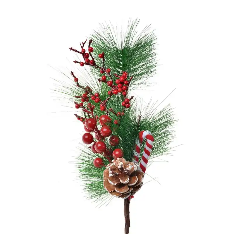 Clayre & Eef Decoratie Tak 39 cm Rood Groen Kunststof Zuurstok Kerst Laatste Versie