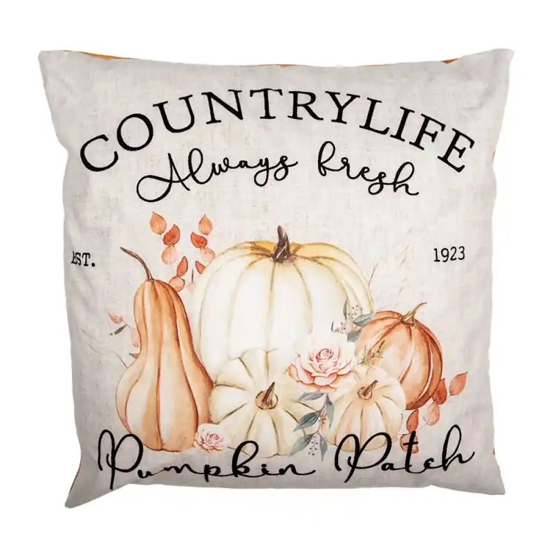 Speciale Aanbieding Clayre & Eef Kussenhoes 45x45 cm Beige Polyester Pompoen