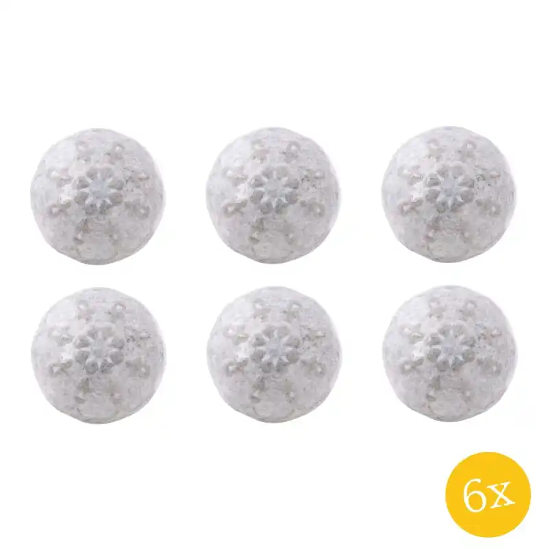 Clayre & Eef Deurknop set van 6 stuks Ø 4 cm Grijs Wit Keramiek Rond Bloemen Meubelknop Superprijs