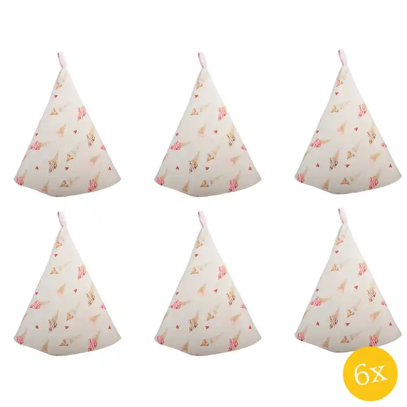 Clayre & Eef Theedoek set van 6 stuks Ø 80 cm Beige Roze Katoen Rond Ijsjes Keukenhanddoek Meest Verkocht