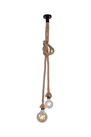 Betaalbaar Leuchten-Direkt ROPE Hanglamp Bruin, Zwart, 2-lichts