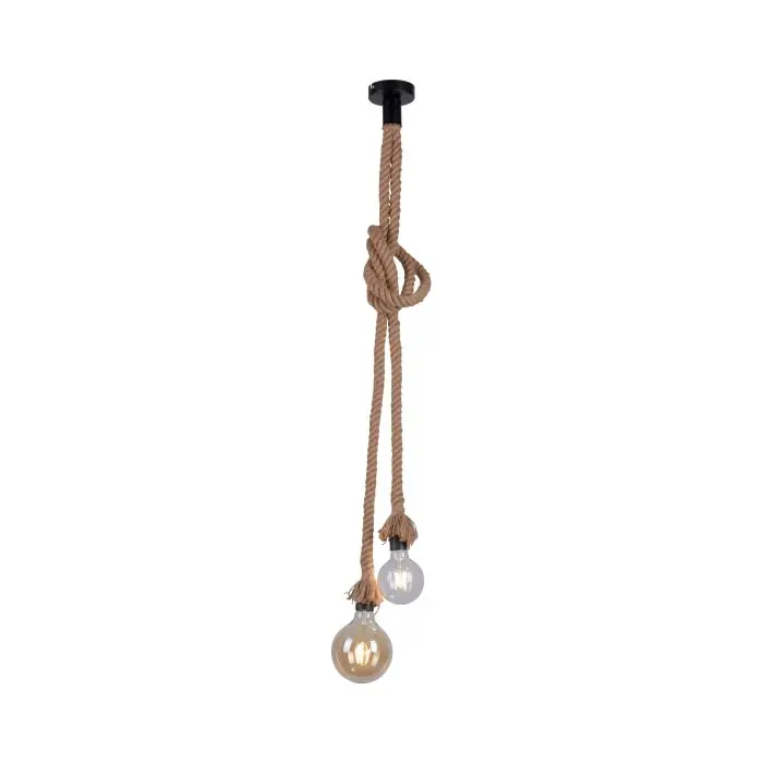 Betaalbaar Leuchten-Direkt ROPE Hanglamp Bruin, Zwart, 2-lichts