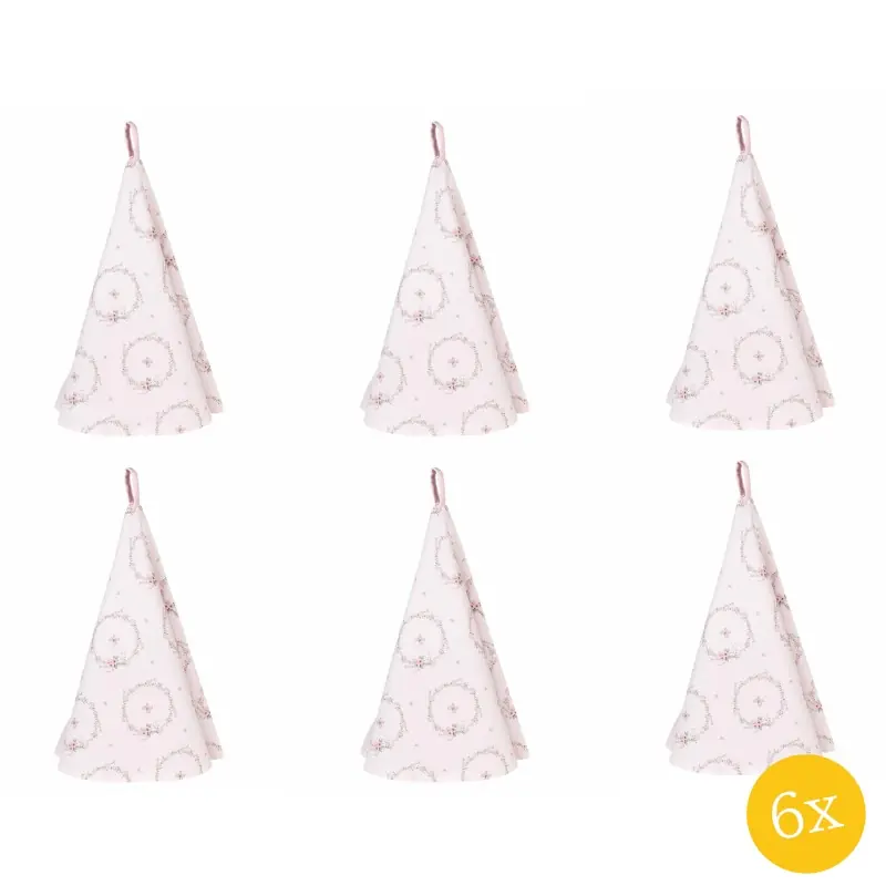 Clayre & Eef Theedoek set van 6 stuks Ø 80 cm Roze Katoen Rond Konijn Keukenhanddoek Meest Verkocht