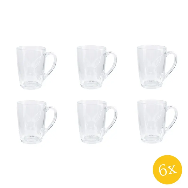 Clayre & Eef Theeglas 300 set van 6 stuks 300 ml Transparant Glas Konijn Theemok Laatste Versie