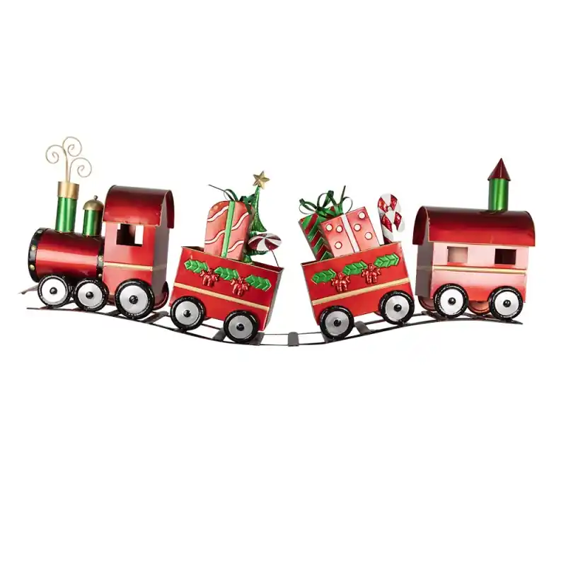 Clayre & Eef Kerstdecoratie Trein 140x24x52 cm Rood Metaal Tijdelijk Beschikbaar