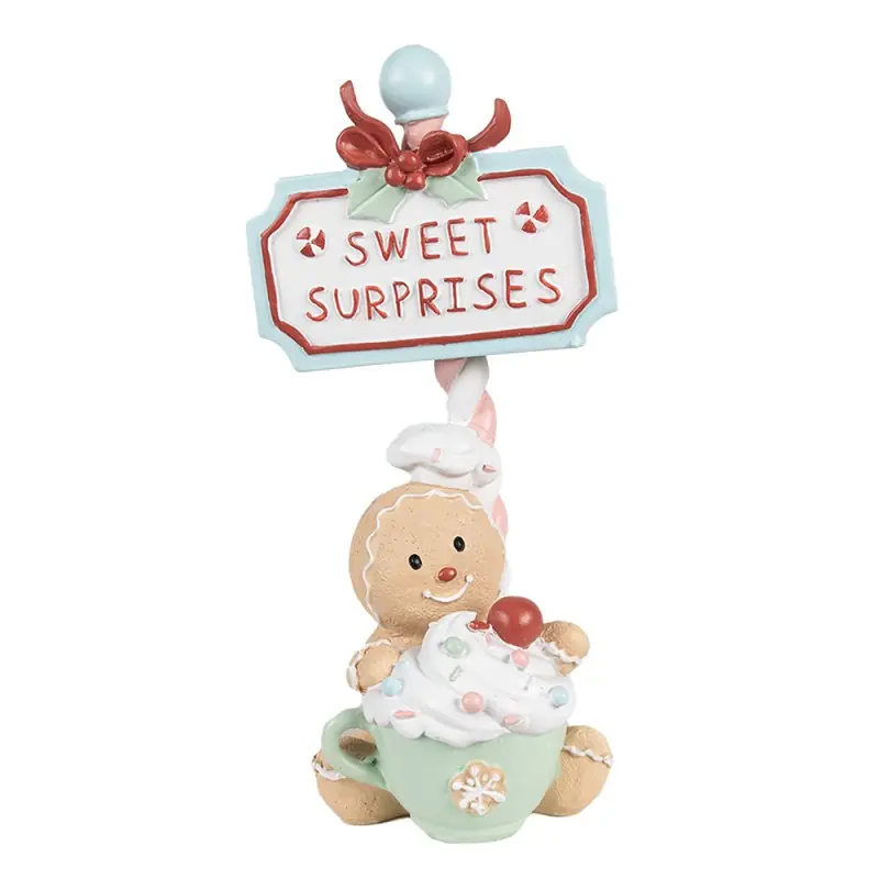 Populair Clayre & Eef Kerstdecoratie Beeld Gingerbread man 25 cm Beige Kunststof
