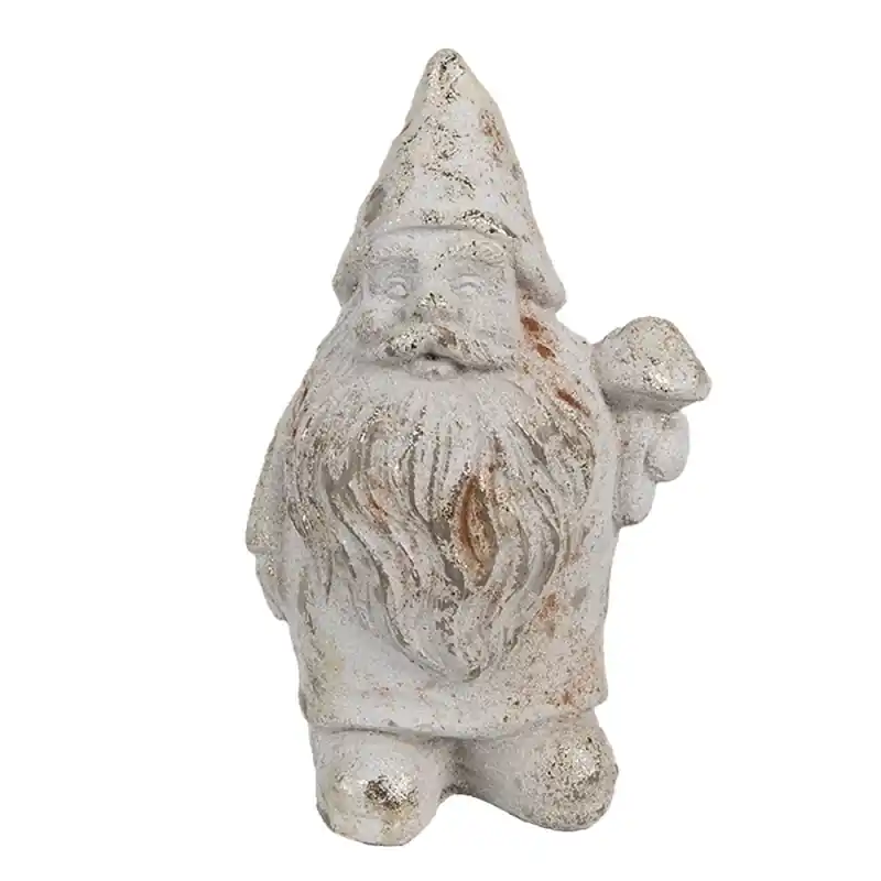 Clayre & Eef Decoratie Beeld Kabouter 9x8x15 cm Wit Steen Betrouwbaar
