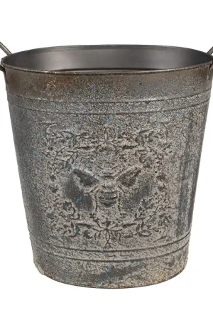 Bestel Nu Clayre & Eef Bloempot 35x22x32 cm Grijs Metaal