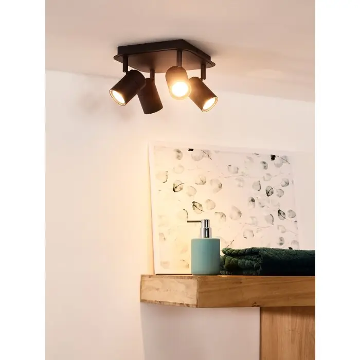 Lucide LENNERT Plafond spot LED Zwart, 4-lichts Koopje