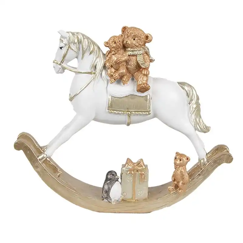 Op = Op Clayre & Eef Beeld Hobbelpaard 15 cm Wit Kunststof