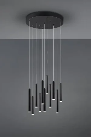 Beste Prijs Trio Tubular Hanglamp LED Zwart, 11-lichts