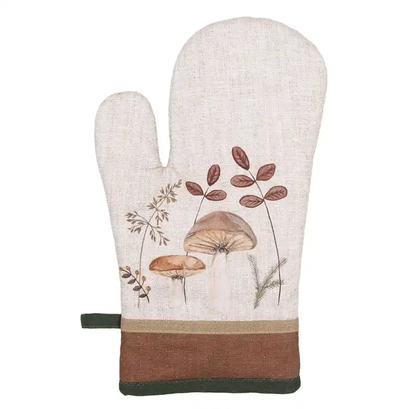 Rechtstreeks Van De Fabrikant Clayre & Eef Ovenwant 18x30 cm Beige Katoen Paddenstoelen