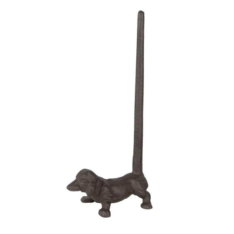 Tijdelijk Beschikbaar Clayre & Eef Keukenrolhouder Hond 14x8x30 cm Bruin Metaal