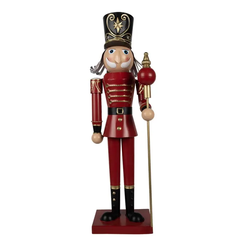 Exclusieve Aanbieding Clayre & Eef Kerstdecoratie Notenkraker 60 cm Rood Metaal