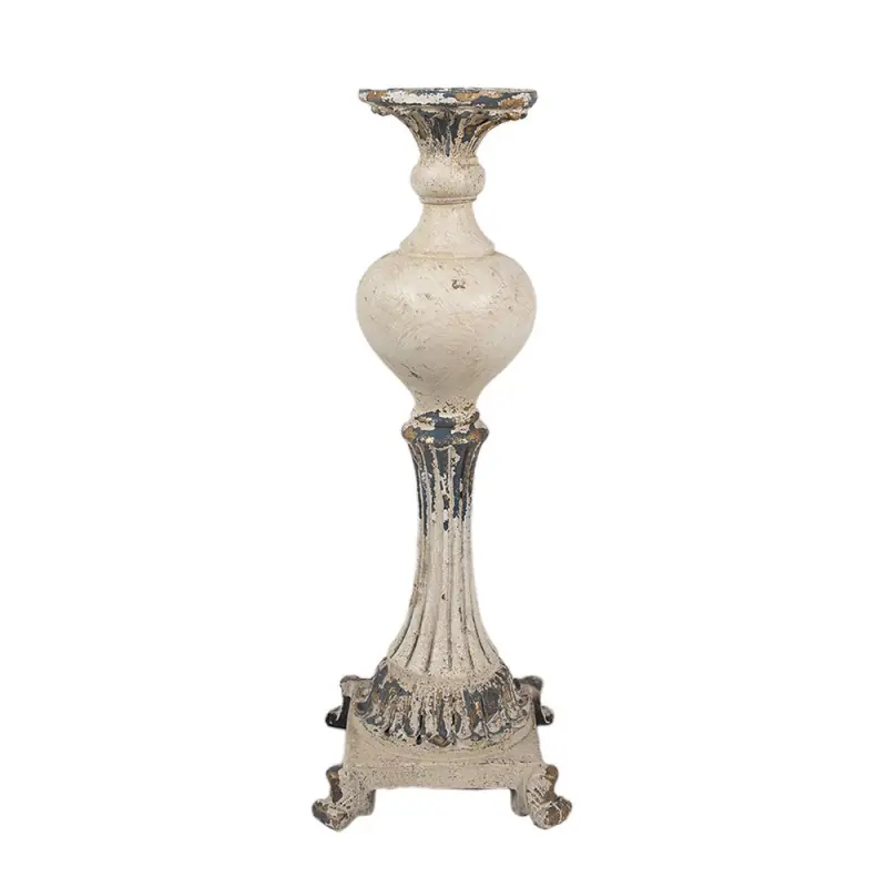Snelle Levering Clayre & Eef Kandelaar 14x14x40 cm Beige Keramisch materiaal