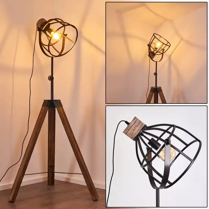 Laatste Kans Haervej Staande lamp Hout donker, Zwart, 1-licht