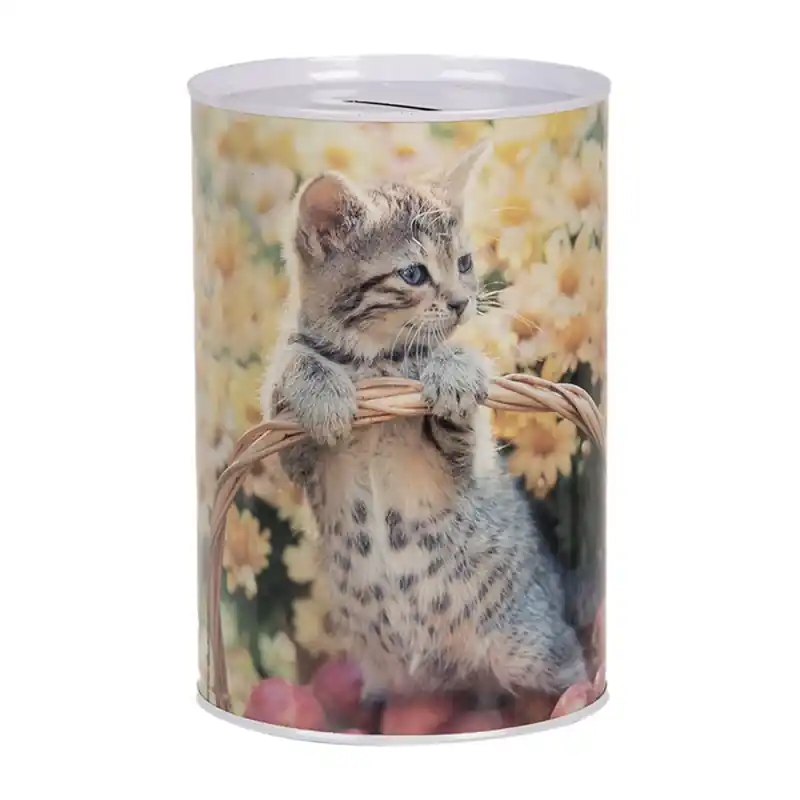 Clayre & Eef Spaarpot Ø 10x15 cm Beige Metaal Kat Beste Prijs