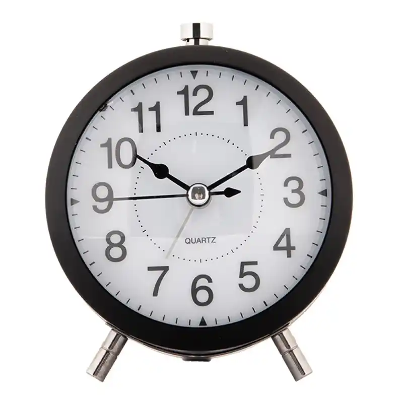 Weekendaanbieding Clayre & Eef Wekker Analoog Ø 10x7x12 cm Zwart Metaal