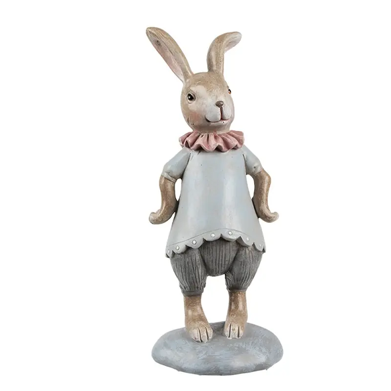 Clayre & Eef Decoratie Beeld Konijn 19 cm Beige Blauw Kunststof Bestel Nu