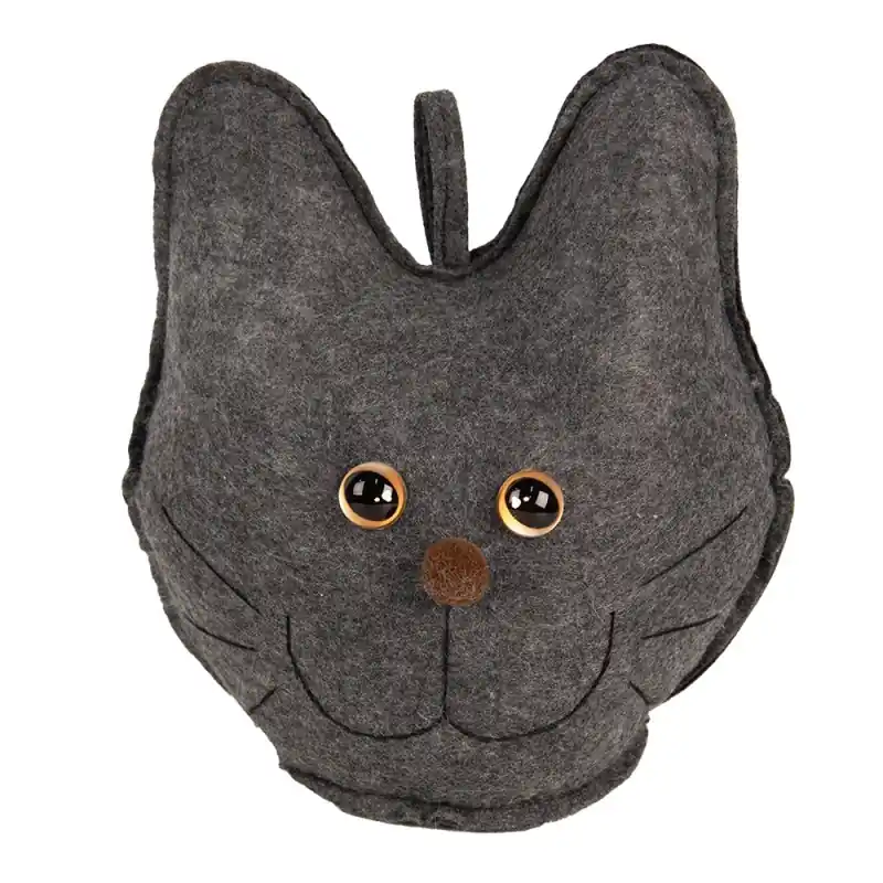 Weekendaanbieding Clayre & Eef Deurstopper Kat 20x14x22 cm Grijs Synthetisch