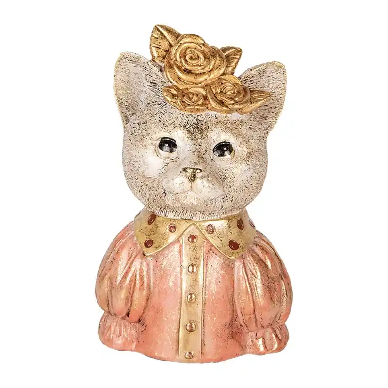 Shop Nu Clayre & Eef Decoratie Beeld Kat 12x9x18 cm Wit Roze Kunststof