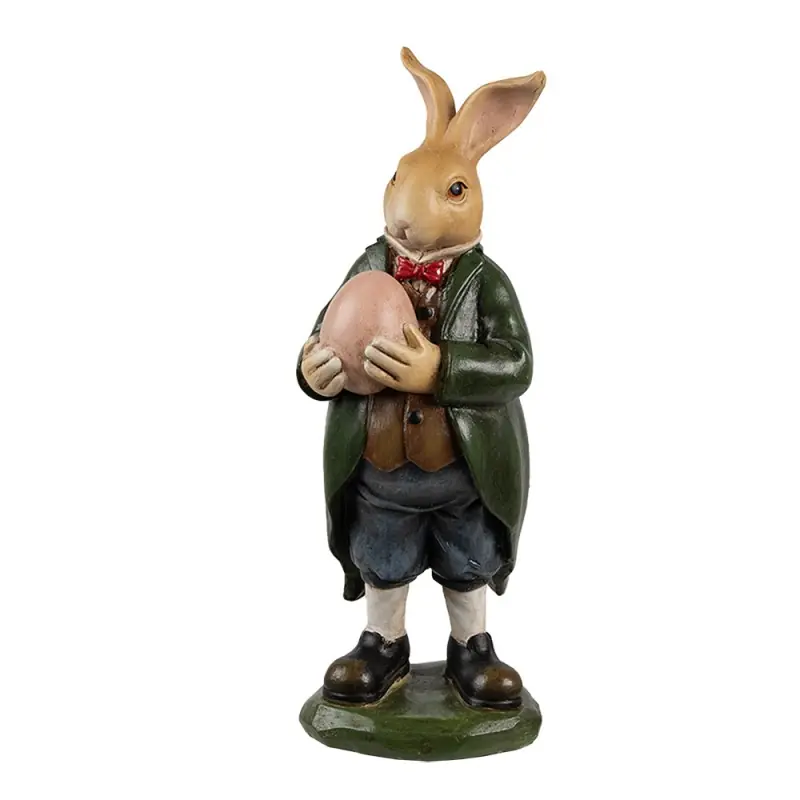 Alleen Vandaag Clayre & Eef Decoratie Beeld Konijn 20 cm Bruin Groen Kunststof
