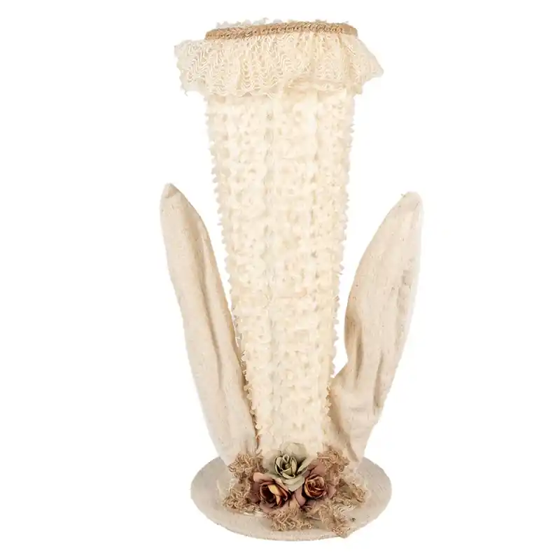Clayre & Eef Decoratie Beeld Hoed 20x20x45 cm Beige Textiel Konijn Tijdelijk Beschikbaar