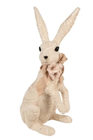 Favoriet Clayre & Eef Decoratie Beeld Konijn 25x19x54 cm Beige Textiel