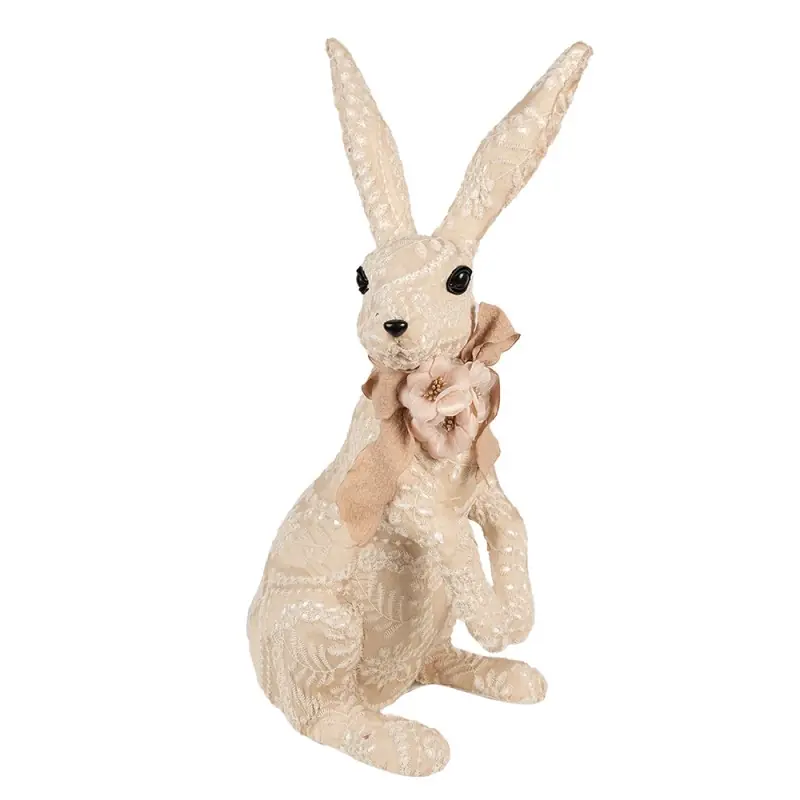 Favoriet Clayre & Eef Decoratie Beeld Konijn 25x19x54 cm Beige Textiel