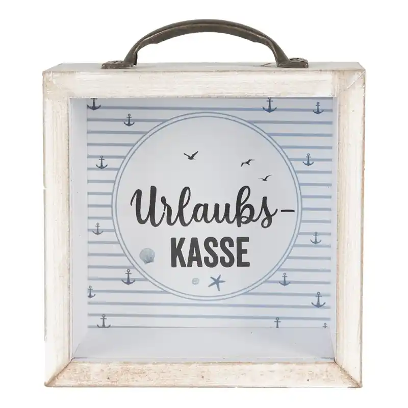 Clayre & Eef Spaarpot 15x8x15 cm Wit MDF Premium