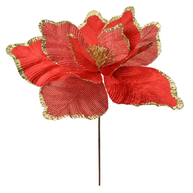Clayre & Eef Kunstbloem Kerstster Ø 44x46 cm Rood Kunststof Tijdelijk Beschikbaar