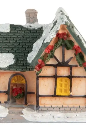 Aanbieding Clayre & Eef Decoratie Huis met LED 6x5x6 cm Oranje Kunststof