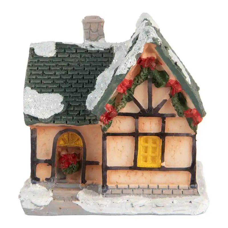 Aanbieding Clayre & Eef Decoratie Huis met LED 6x5x6 cm Oranje Kunststof
