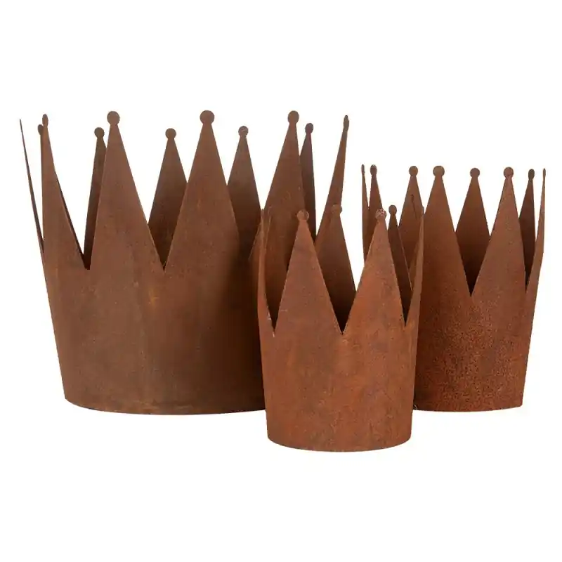 Dagaanbieding Clayre & Eef Decoratie schaal Set van 3 Kroon Ø 32x25 / Ø 17x21 / Ø 12x17 cm Bruin Metaal