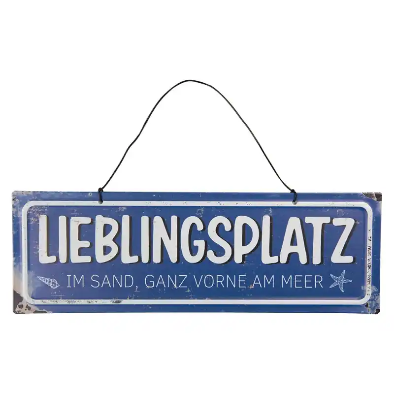 Clayre & Eef Tekstbord 30x10 cm Blauw Metaal Must-Have