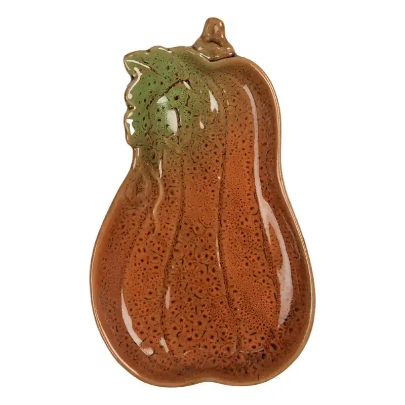 Clayre & Eef Decoratie schaal Pompoen 17x10x2 cm Oranje Keramiek Seizoensaanbieding